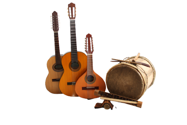 Juego de cuerdas y tambora, música tradicional andina.