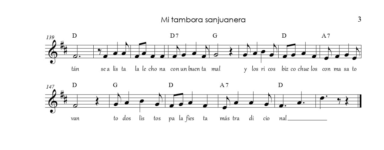 Partitura de la canción Mi Tambora Sanjuanera